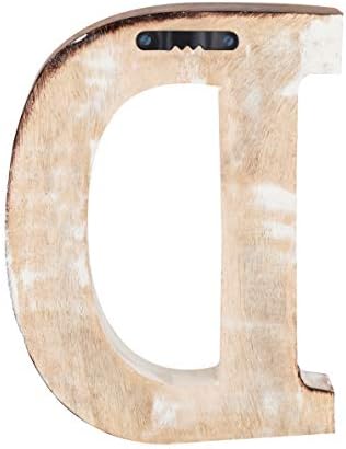 מכתב עץ דקורטיבי D | עמידה ותלויה אלפבית עץ חסימה לעיצוב קיר | מכתב בלוק עץ שיק עלוב לשולחן הקיר | מכתב